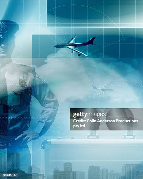 airline security concept - border control stock illustrations