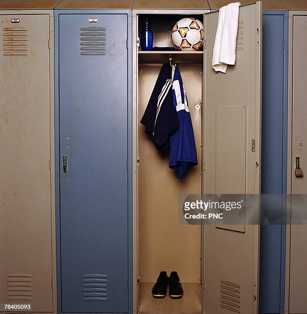 open gym locker - sports equipment locker stock pictures, royalty-free photos & images
