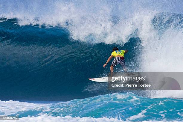 South African Greg Emslie competes during Foster's ASP World Tour and Vans Triple Crown of Surfing in the Billabong Pipeline Masters December 11,...