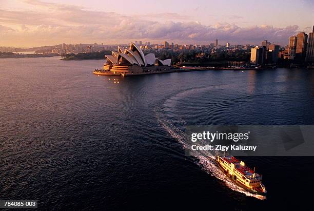 australia, new south wlaes, sydney, opera house and ferry, dawn, aeria - sydney ferry ストックフォトと画像