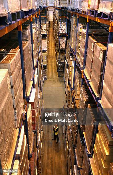 Howard Cobb checks the stock about to be sent out at the giant distribution centre in Avonmouth on December 12 2007 near Bristol, England. The giant...