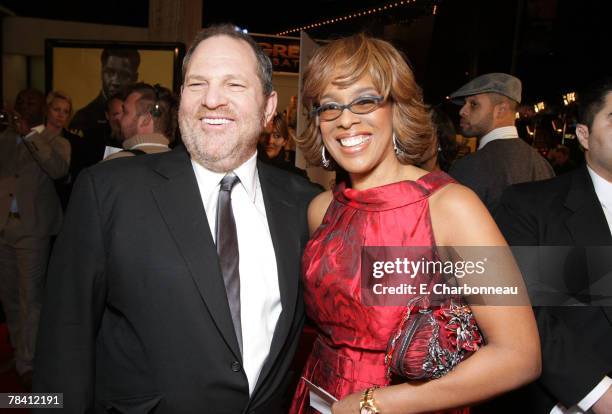 Weinstein Co's Harvey Weinstein and Gayle King at the Weinstein Company premiere of "The Great Debaters" at the Arclight Theater on December 11, 2007...
