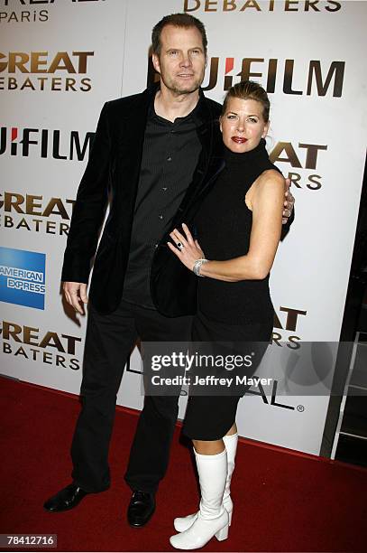 Actors Jack Coleman and Beth Toussaint Coleman arrive at the Weinstein Company premiere of "The Great Debaters" at the Arclight Theater on December...
