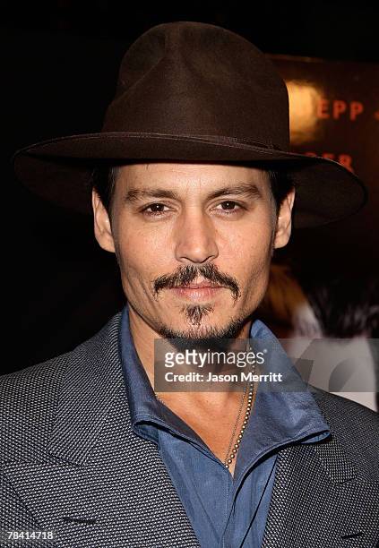 Actor Johnny Depp arrives at a special screening for DreamWorks Pictures' 'Sweeney Todd' at the Paramount Theater on December 5, 2007 in Los Angeles,...