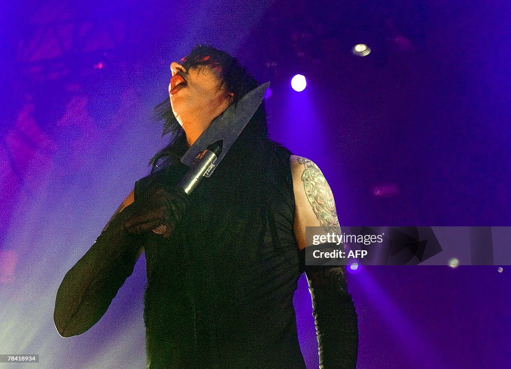 US shock rocker Marilyn Manson performs