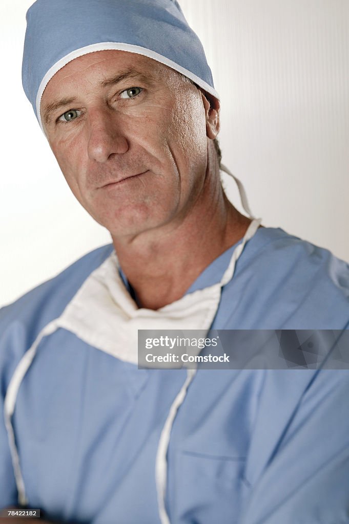 Portrait of a healthcare worker in surgical scrubs