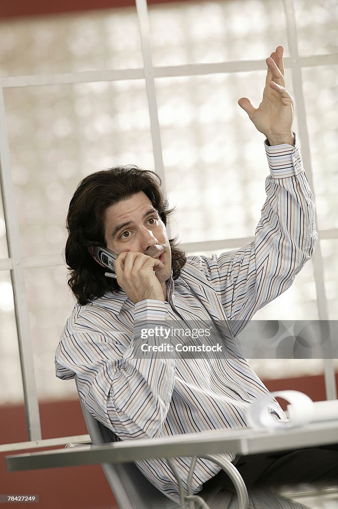 Businessman talking on cell phone