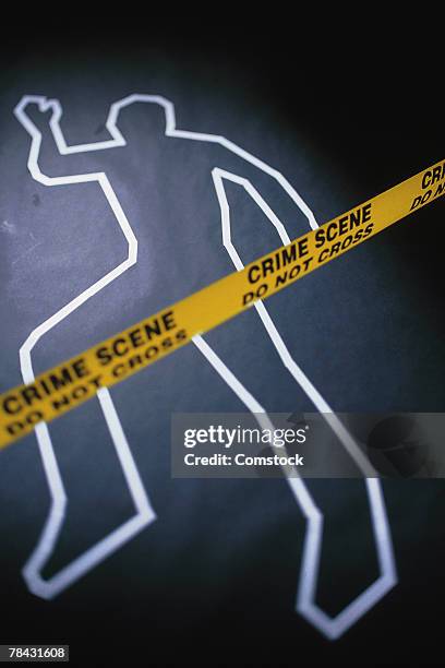 crime scene - body line stockfoto's en -beelden