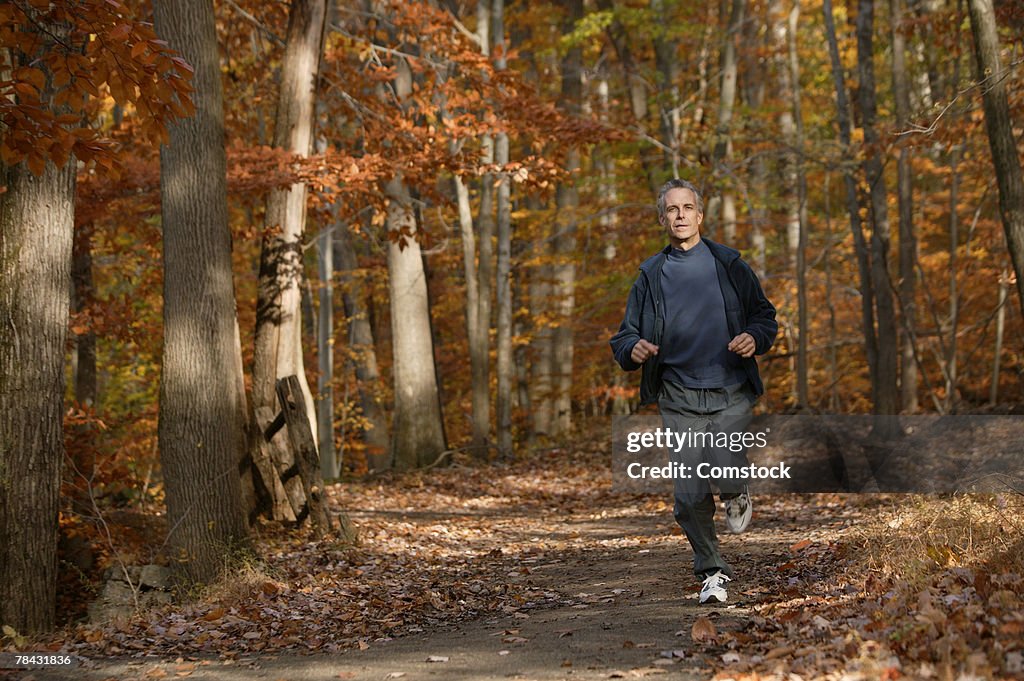 Man jogging in autumn