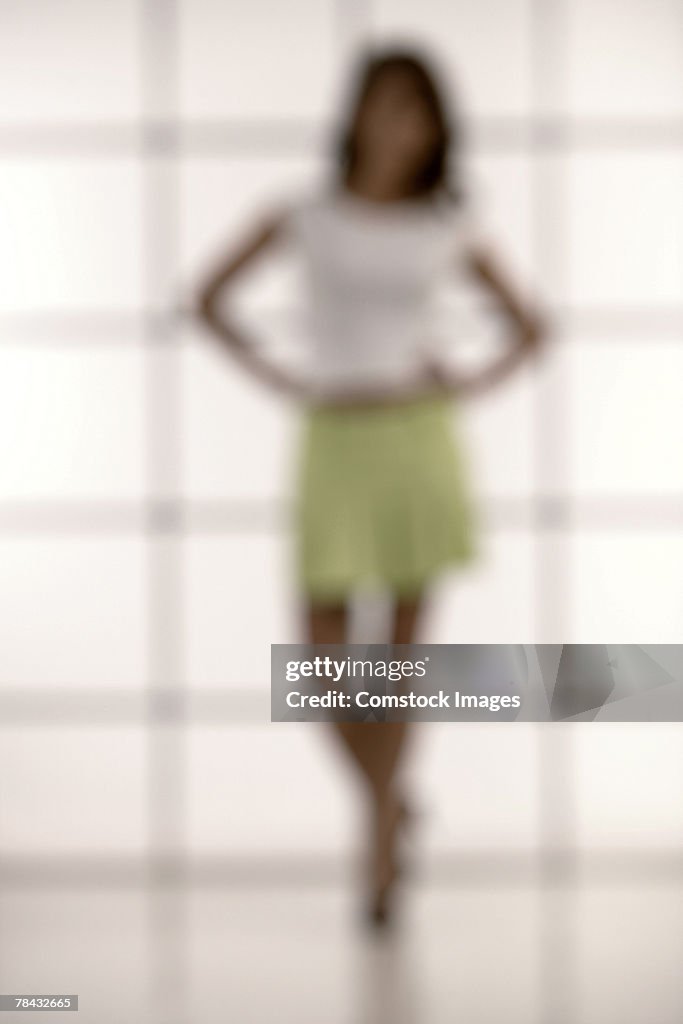 Woman in skirt blurred