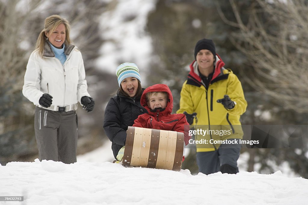 Family sledding