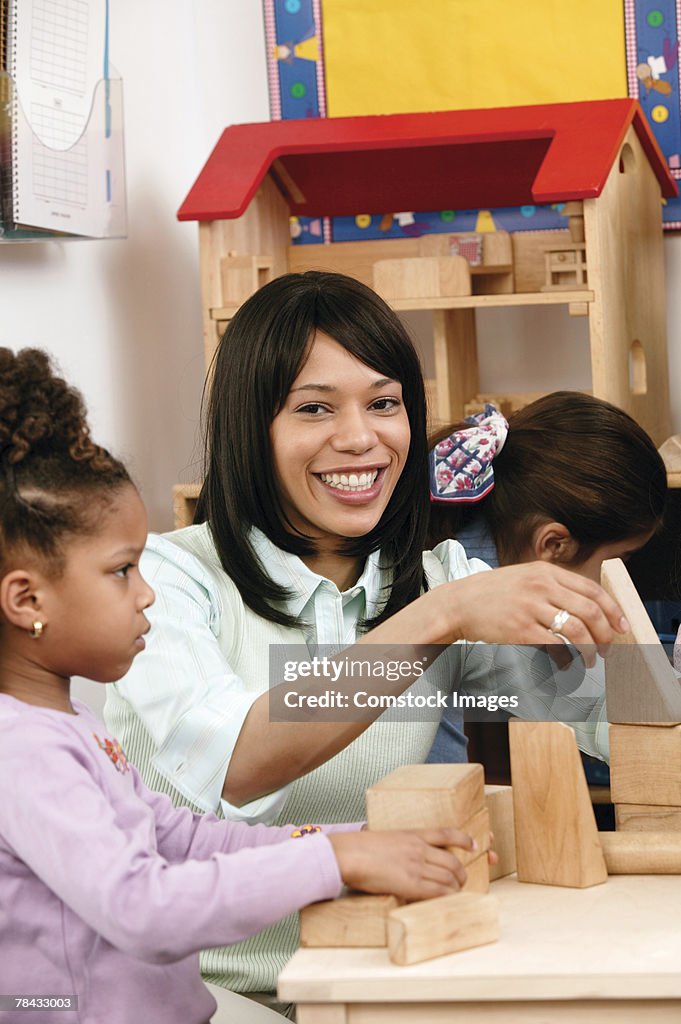 Teacher with students