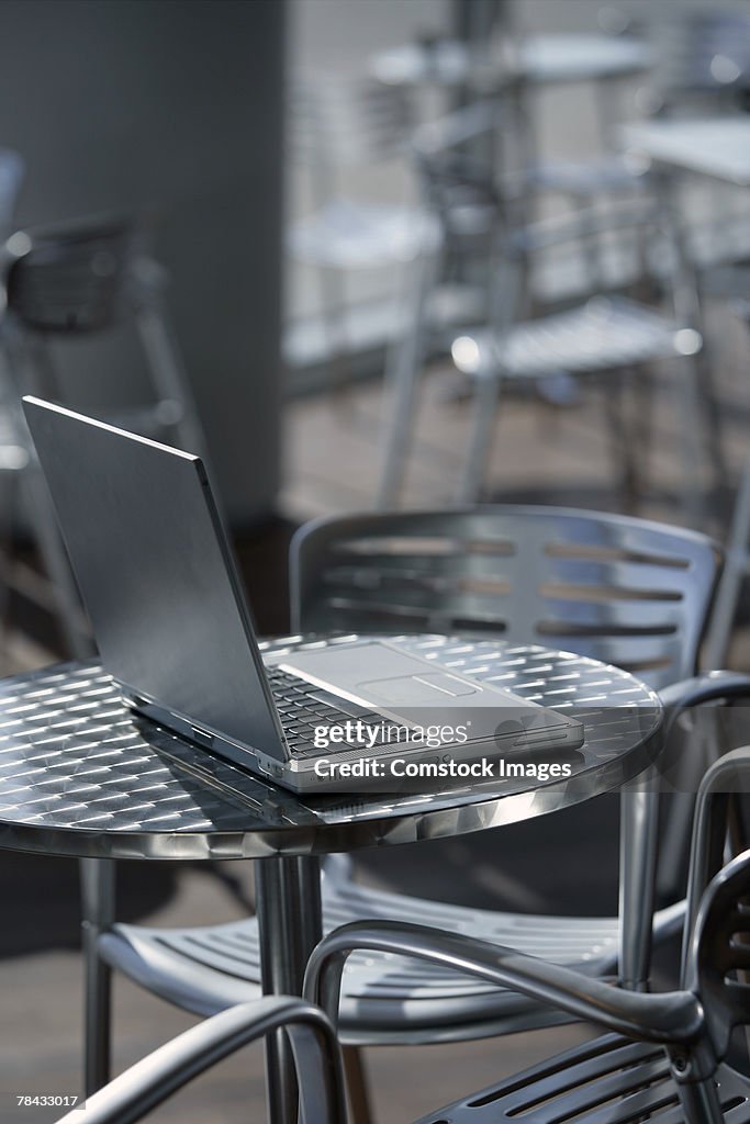 Laptop at a cafe