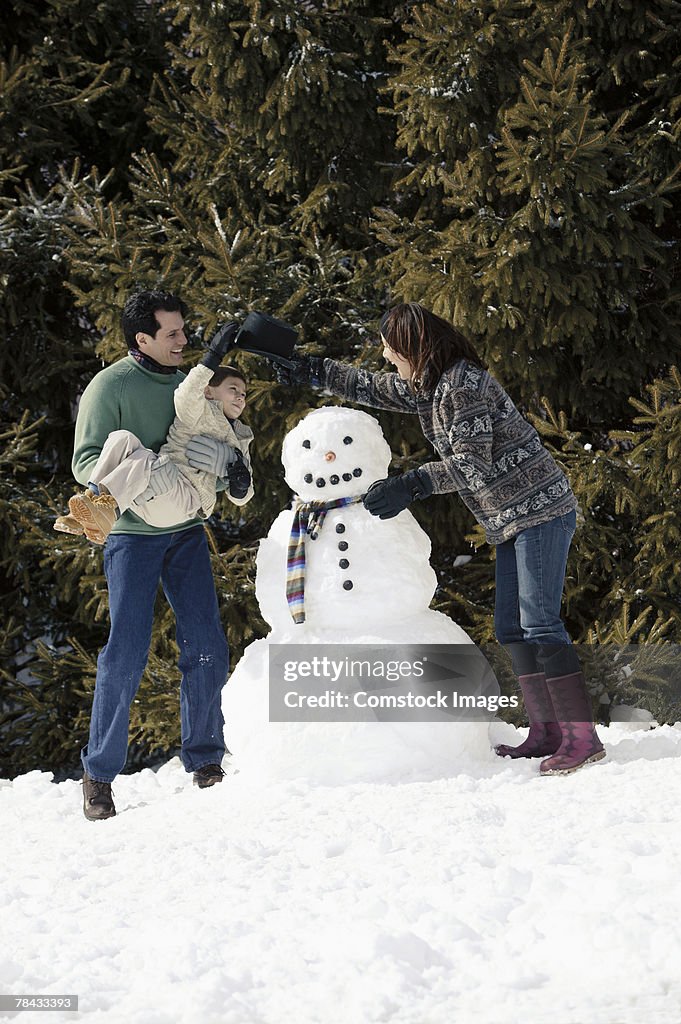 Family with snowman