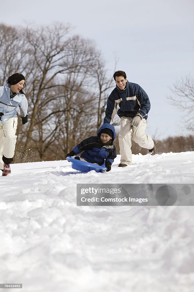 Family sledding