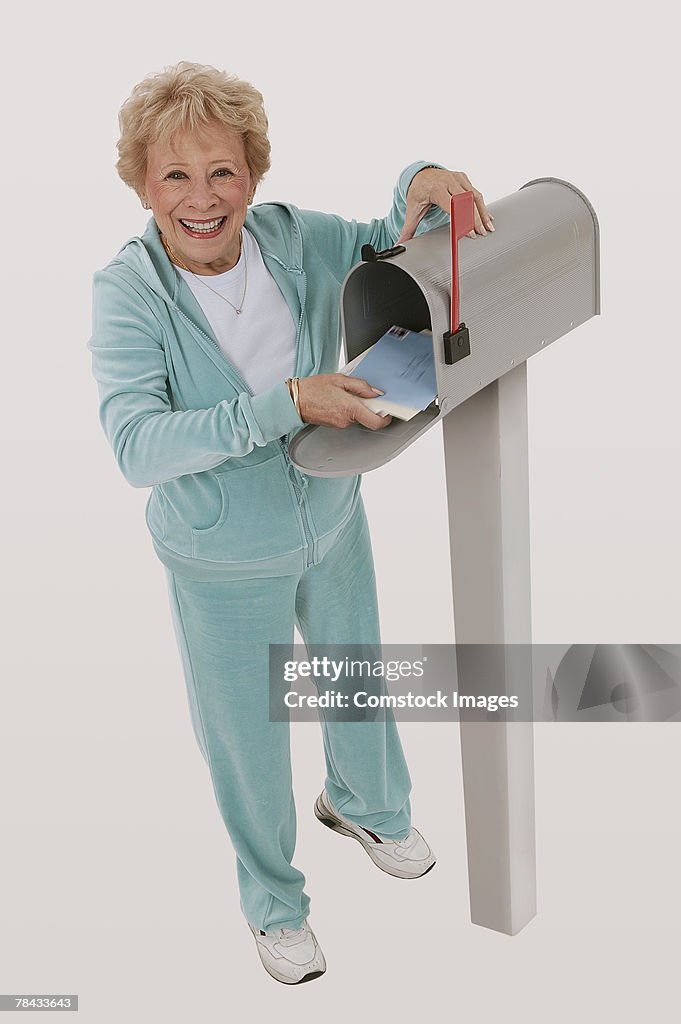 Woman getting mail