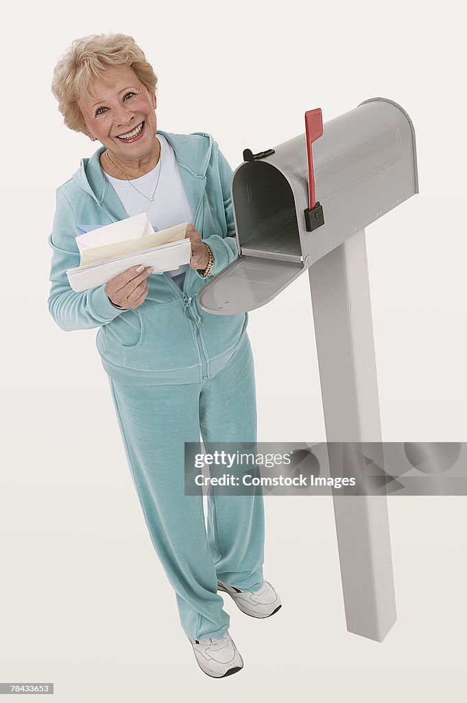 Woman getting mail