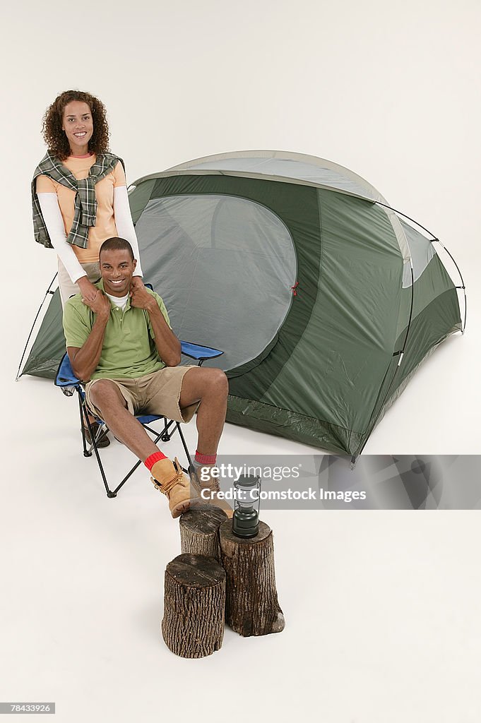 Couple with tent