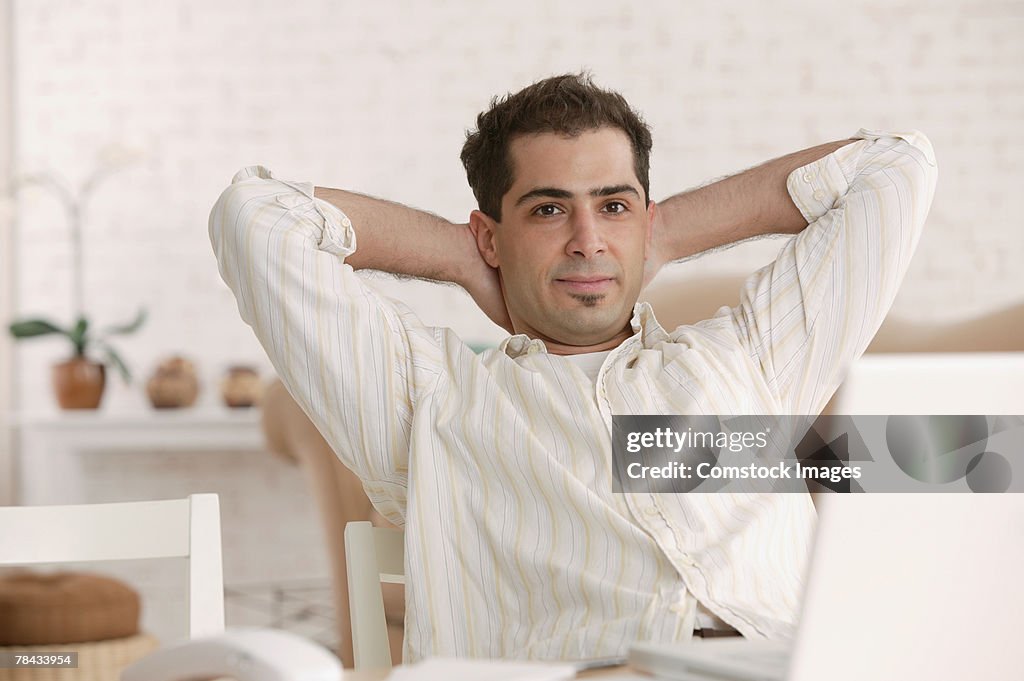 Man sitting at home relaxing