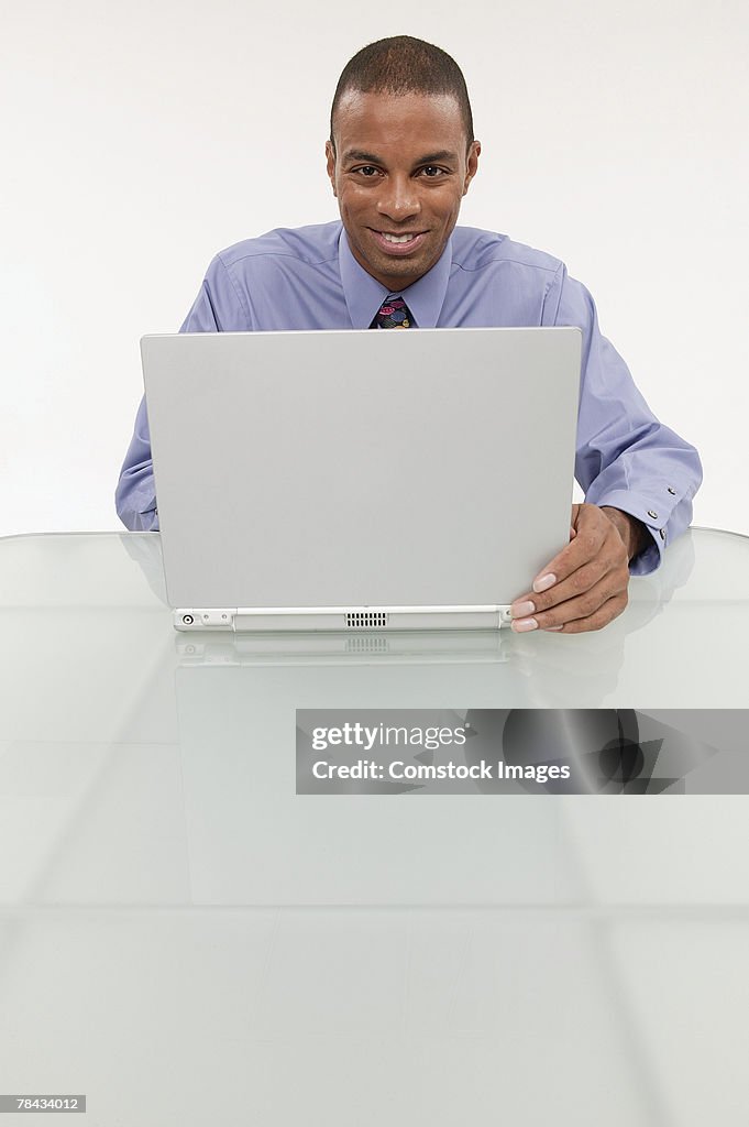 Businessman using a laptop