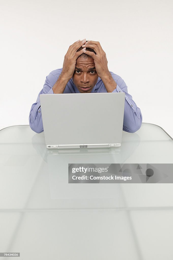 Businessman using a laptop