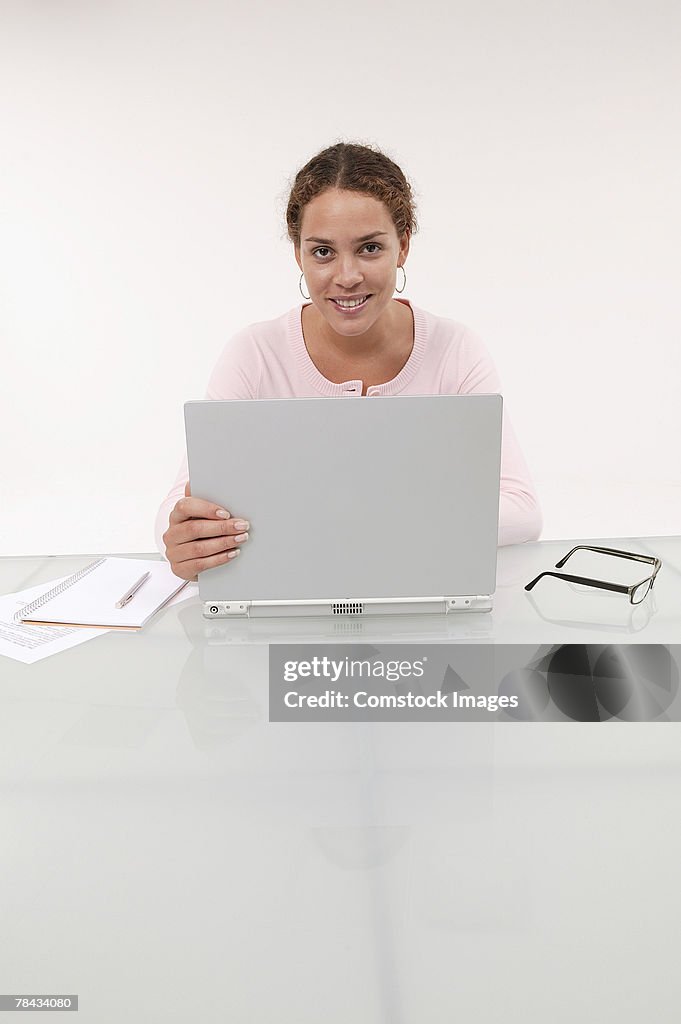 Businesswoman using a laptop