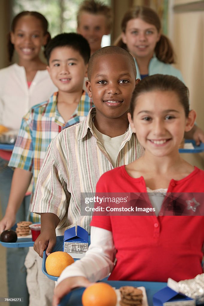 Students with food trays