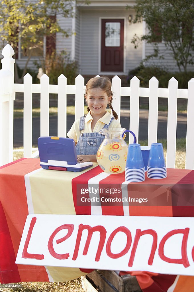 Girl at lemonade stand