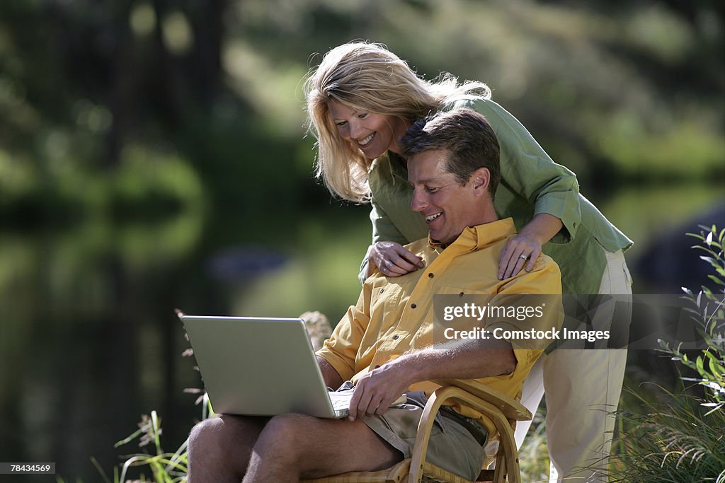 Couple with laptop