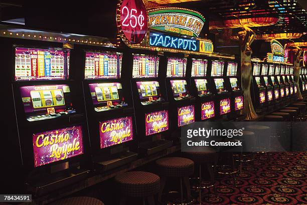 slot machines in casino - casino stock pictures, royalty-free photos & images