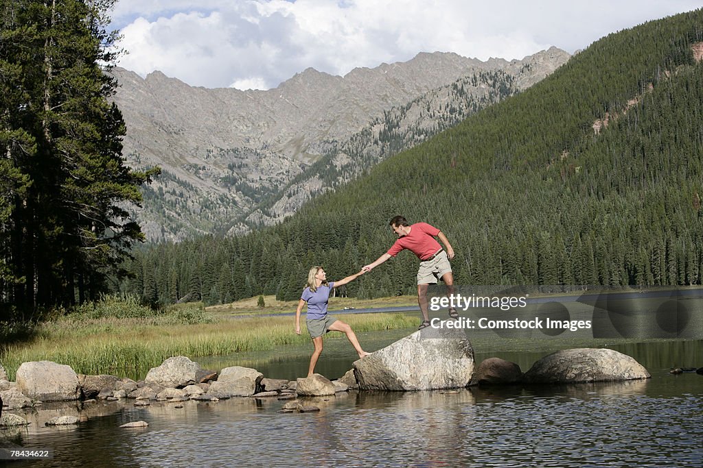 Couple by lake