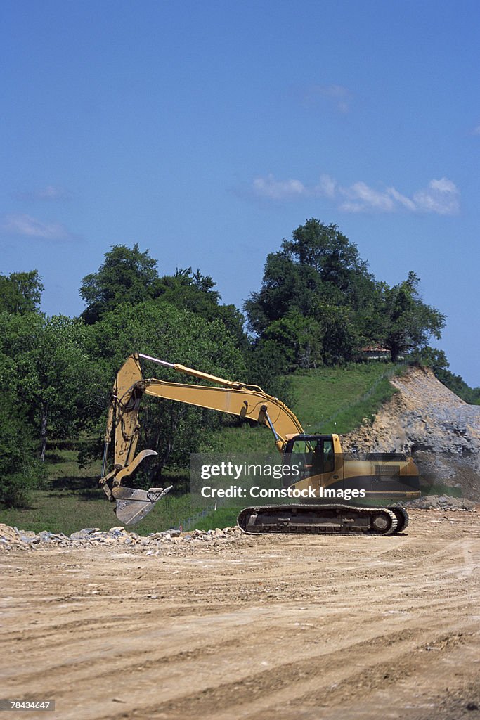 Backhoe on construction site