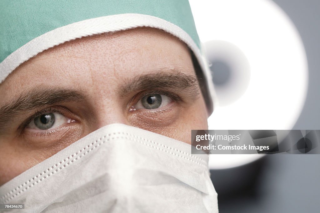 Surgeon wearing mask