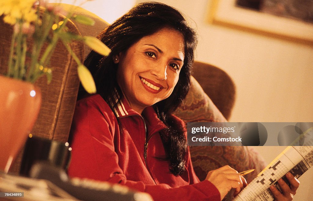 Woman sitting at home