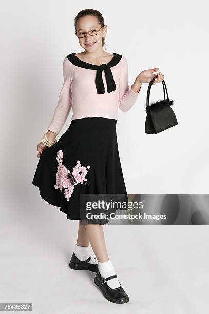 girl in retro costume - poodle skirt fotografías e imágenes de stock