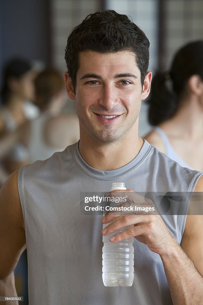 Man with bottled water