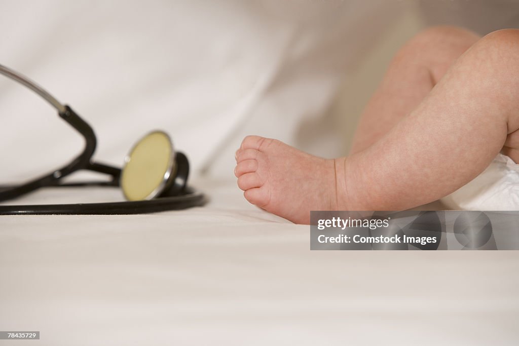 Baby's feet and stethoscope