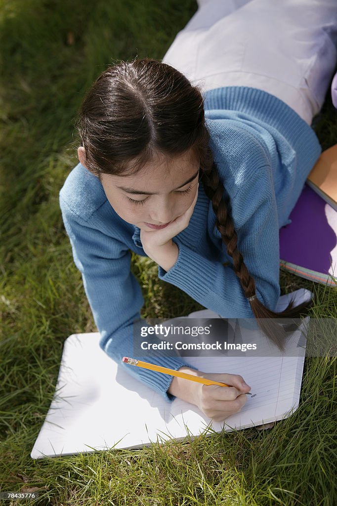 Girl studying outdoor