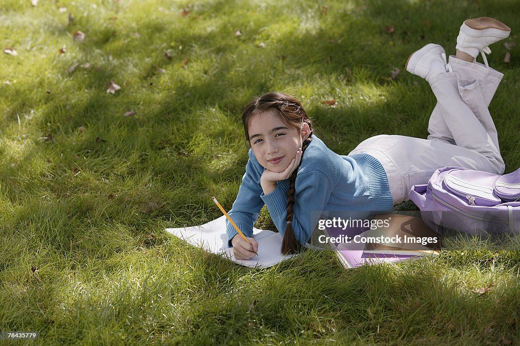 Girl studying outdoor