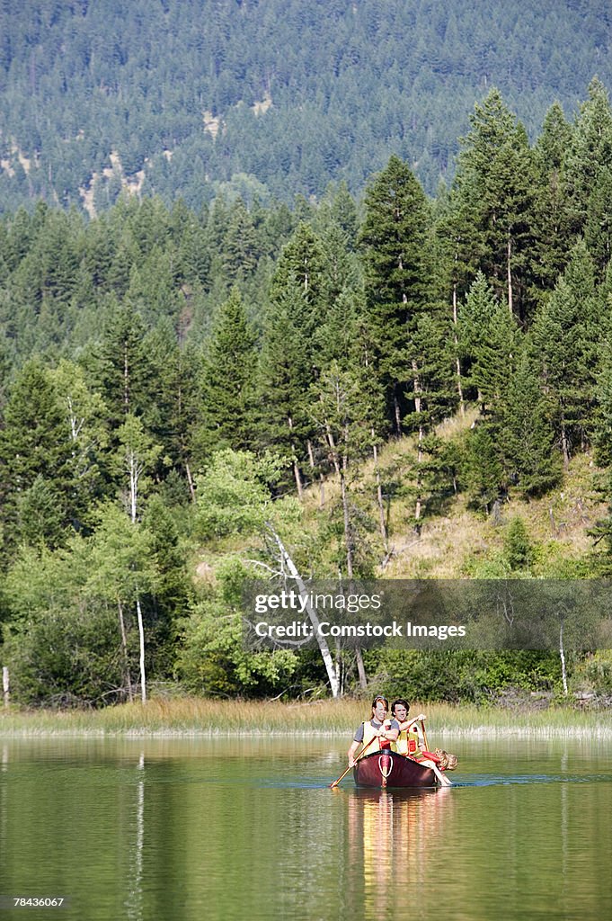 Family canoeing