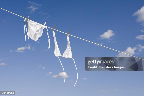 swimsuit hanging on clothesline - zwembroek stockfoto's en -beelden