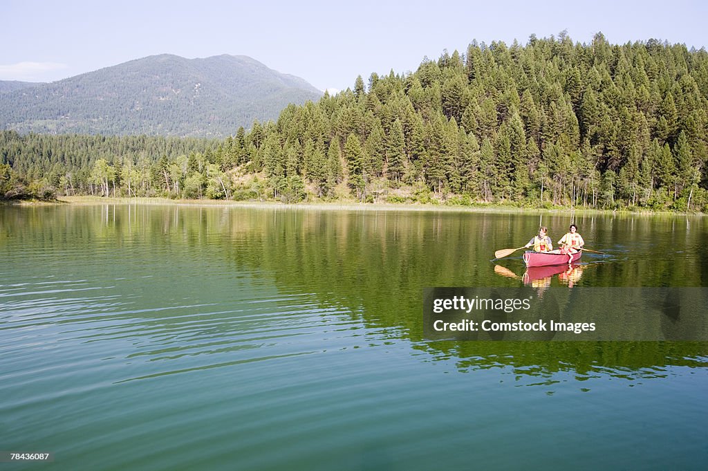 Family canoeing