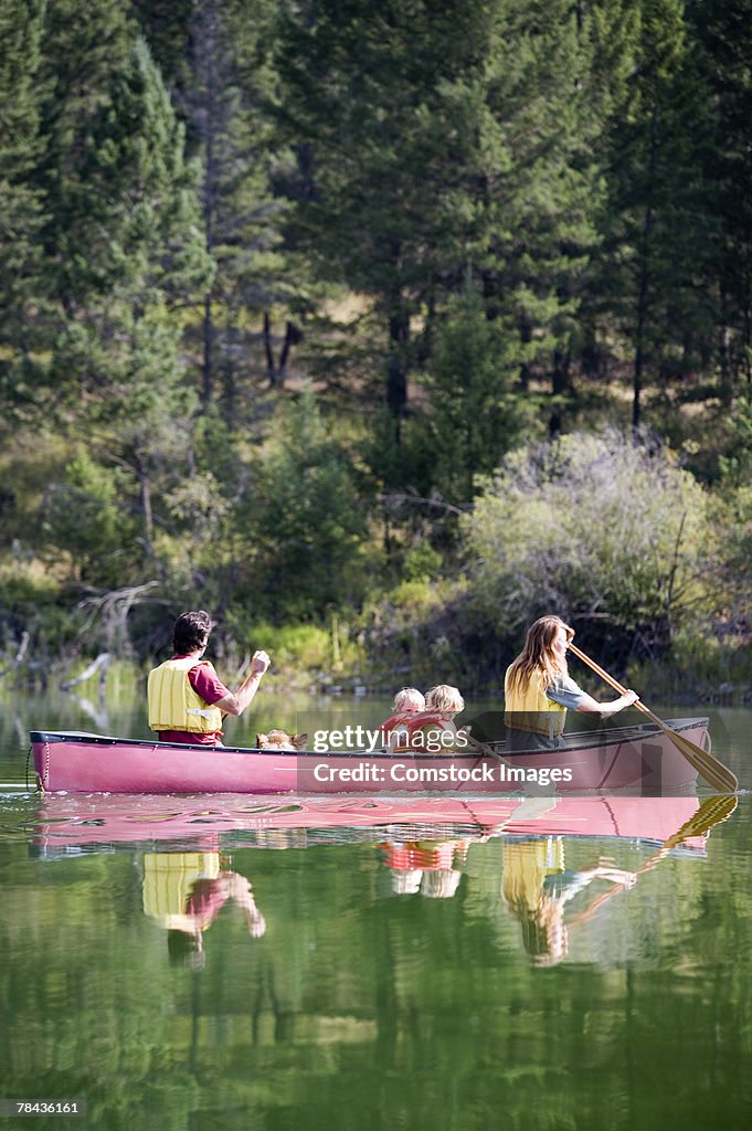 Family canoeing