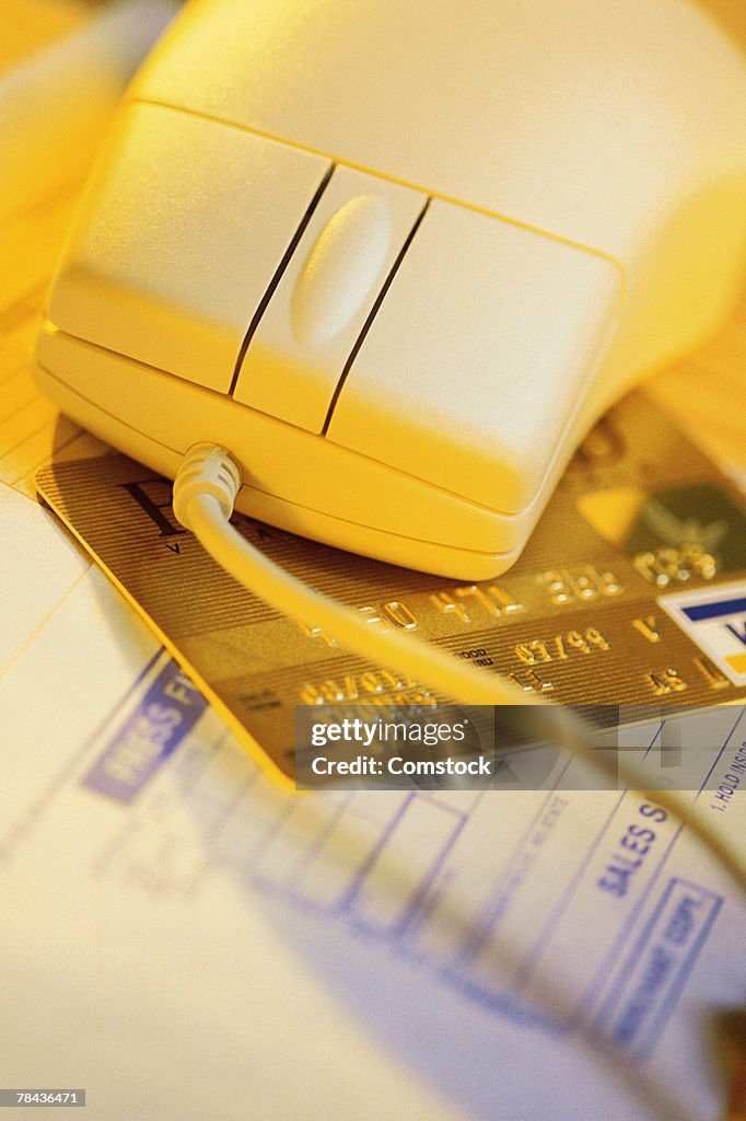 Computer Mouse Receipt Computer Mouse With Credit Card And Receipt High-Res Stock Photo ...