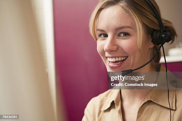 Telemarketer Picture Telemarketer Using A Telephone Headset High-Res Stock Photo - Getty Images