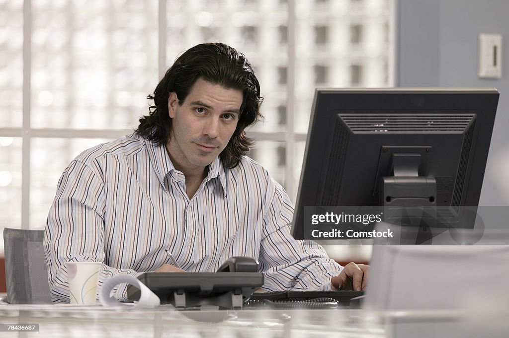 Businessman working at computer