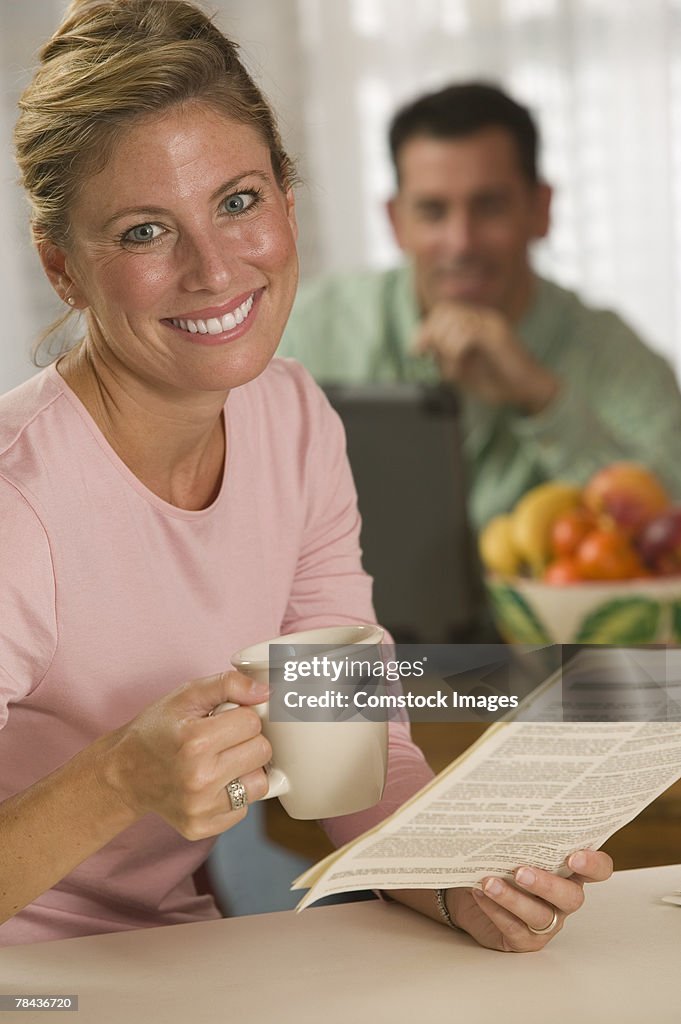 Woman drinking coffee