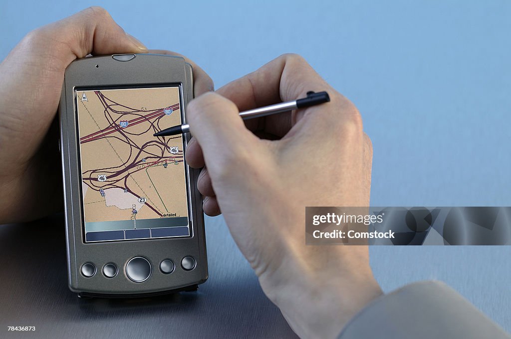 Man using GPS system