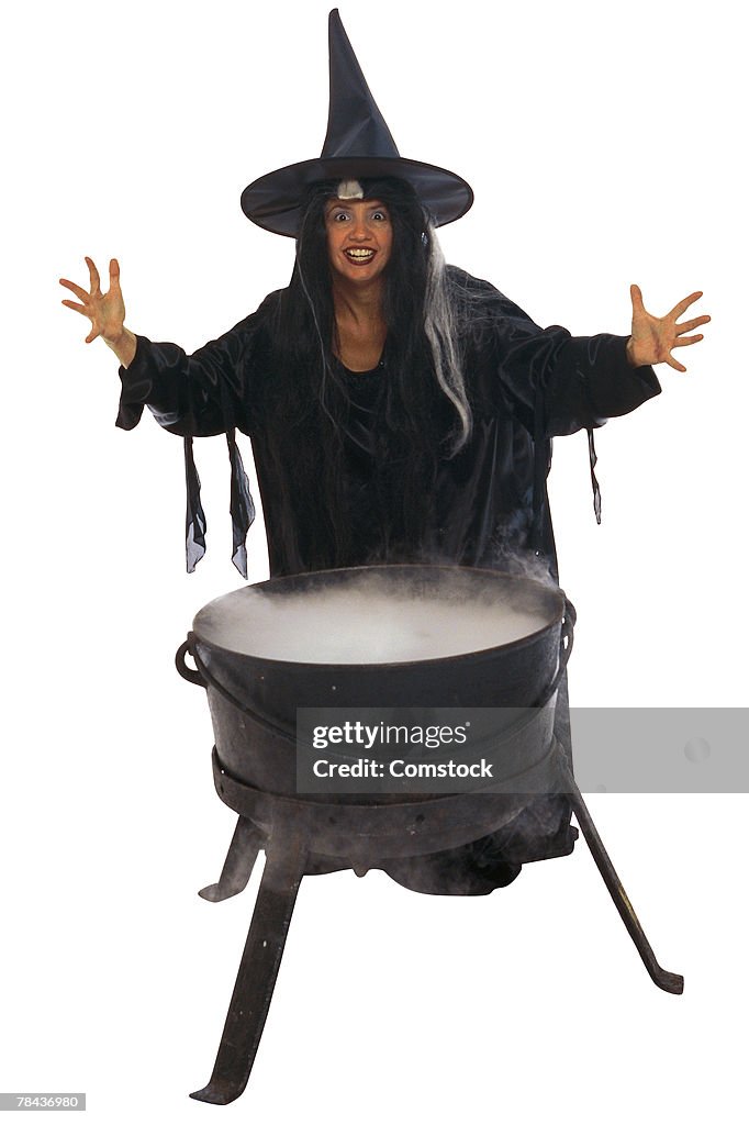 Witch and kettle of brew