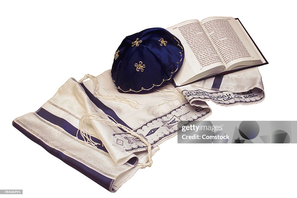 Kippah and tallit with siddur